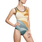 Abstract Wave Print One-Piece Swimsuit – Modern Art Bathing Suit