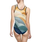 Abstract Wave Print One-Piece Swimsuit – Modern Art Bathing Suit