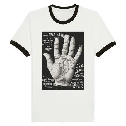 Antique Palmistry Chart T-Shirt: Fortune Telling & Nostalgia Unisex Ringer T-shirt