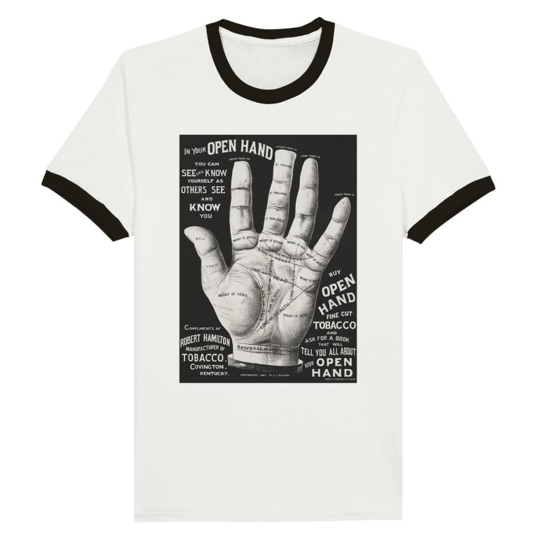 Antique Palmistry Chart T-Shirt: Fortune Telling & Nostalgia Unisex Ringer T-shirt