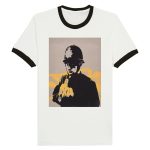 Rebellious Art: Banksy Inspired Rude Copper Graphic Unisex Ringer T-shirt
