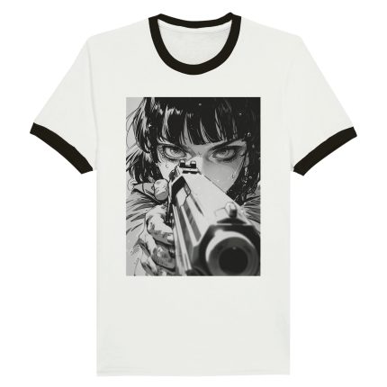 Manga Gun Anime Graphic Tee Unisex Ringer T-shirt