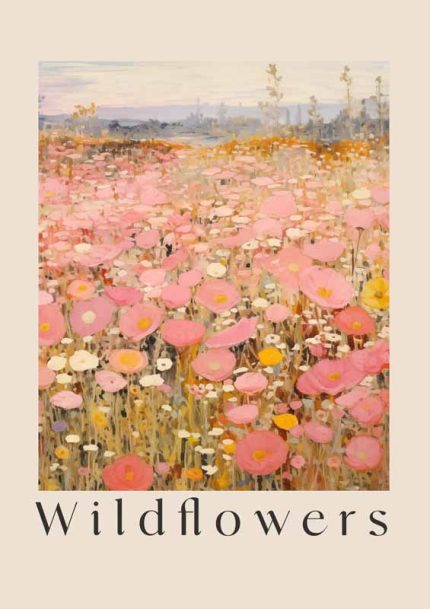 Pink Wildflower Meadow: Floral Wall Art