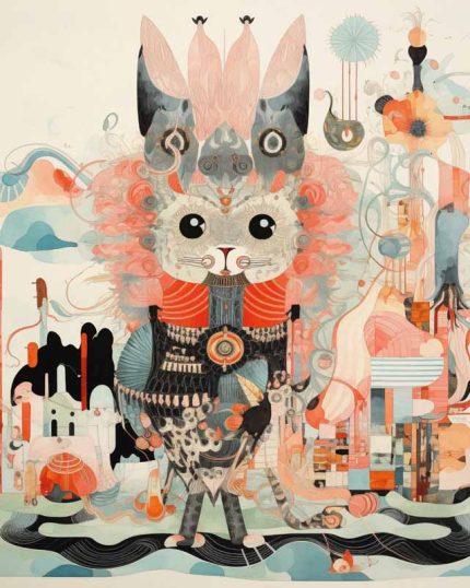Whimsical Guardian Cat Aesthetic Poster Prints: Elevate Your Space with Trendy Designs