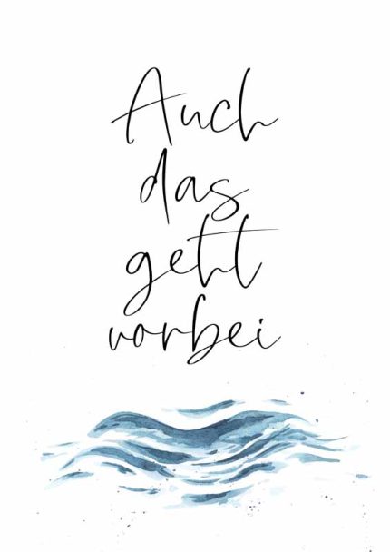 "Auch Das Geht Vorbei" Poster: This Too Shall Pass Mindfulness Digital Download Illustration