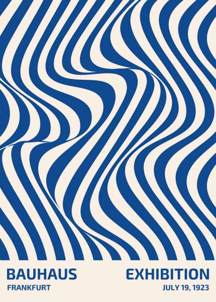 Blue Op Art Bauhaus Exhibition Poster - Frankfurt, July 19, 1923 Bauhaus Printed Poster