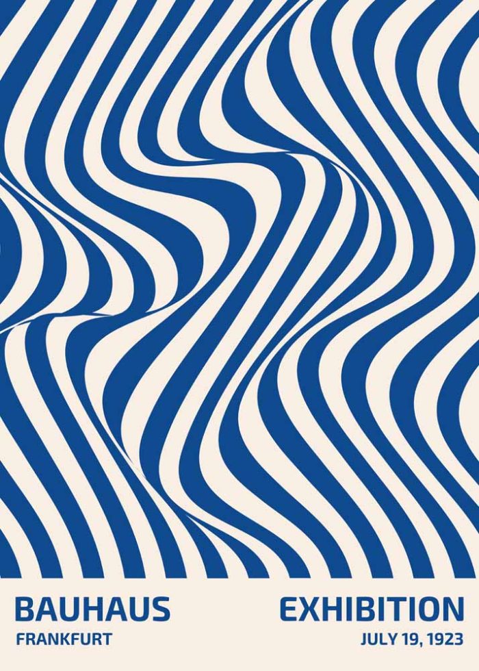 Blue Op Art Bauhaus Exhibition Poster - Frankfurt, July 19, 1923 Bauhaus Printed Poster