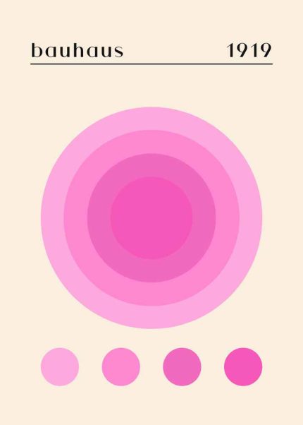 auhaus 1919 Poster - Pink Concentric Circles Art Print Bauhaus Printed Poster