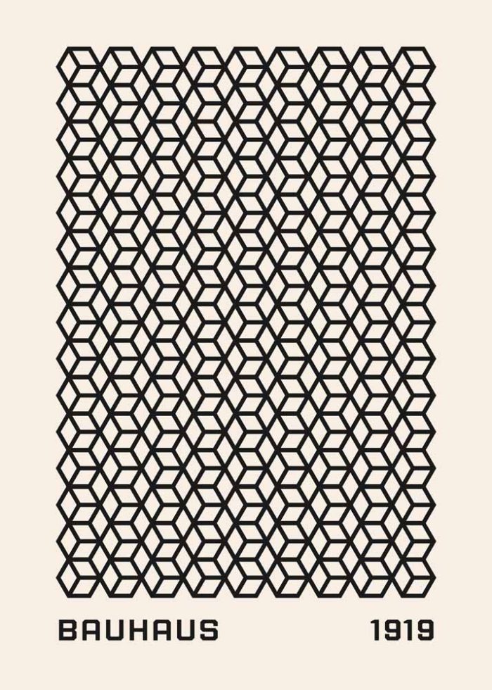 Bauhaus 1919 Poster - Abstract Geometric Cube Pattern Art Print Bauhaus Printed Poster - Image 1
