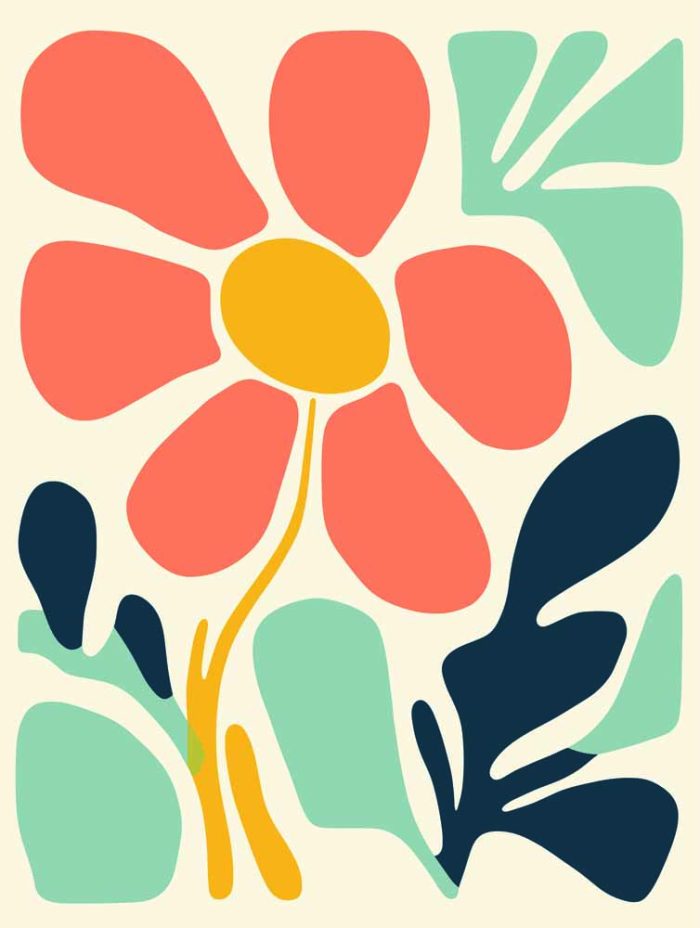 Stylized Flower Bouquet - Modern Floral Art Botanical Flower Print Wall Art Poster - Image 1