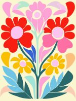 Stylized Flower Bouquet - Modern Floral Art Botanical Flower Print Wall Art Poster
