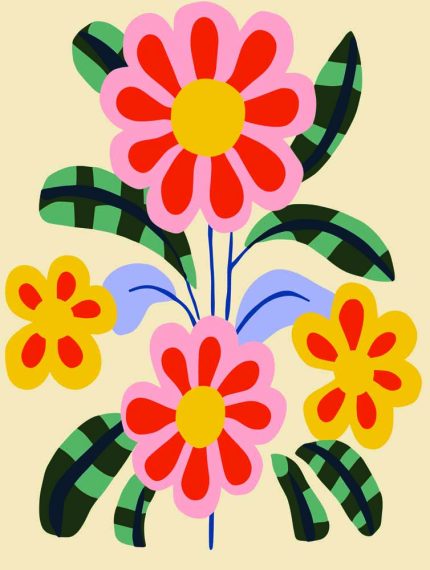 Stylized Flower Bouquet - Modern Floral Art Botanical Flower Print Wall Art Poster