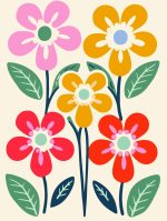 Stylized Flower Bouquet - Modern Floral Art Botanical Flower Print Wall Art Poster