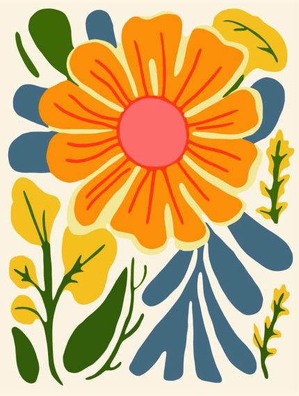 Stylized Flower Bouquet - Modern Floral Art Botanical Flower Print Wall Art Poster