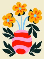 Stylized Flower Bouquet - Modern Floral Art Botanical Flower Print Wall Art Poster