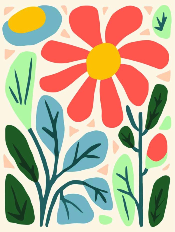 Stylized Flower Bouquet - Modern Floral Art Botanical Flower Print Wall Art Poster - Image 1