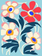 Stylized Flower Bouquet - Modern Floral Art Botanical Flower Print Wall Art Poster