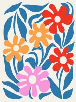 Stylized Flower Bouquet - Modern Floral Art Botanical Flower Print Wall Art Poster