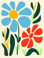 Stylized Flower Bouquet - Modern Floral Art Botanical Flower Print Wall Art Poster