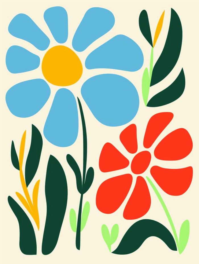 Stylized Flower Bouquet - Modern Floral Art Botanical Flower Print Wall Art Poster - Image 1