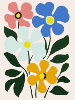 Stylized Flower Bouquet - Modern Floral Art Botanical Flower Print Wall Art Poster