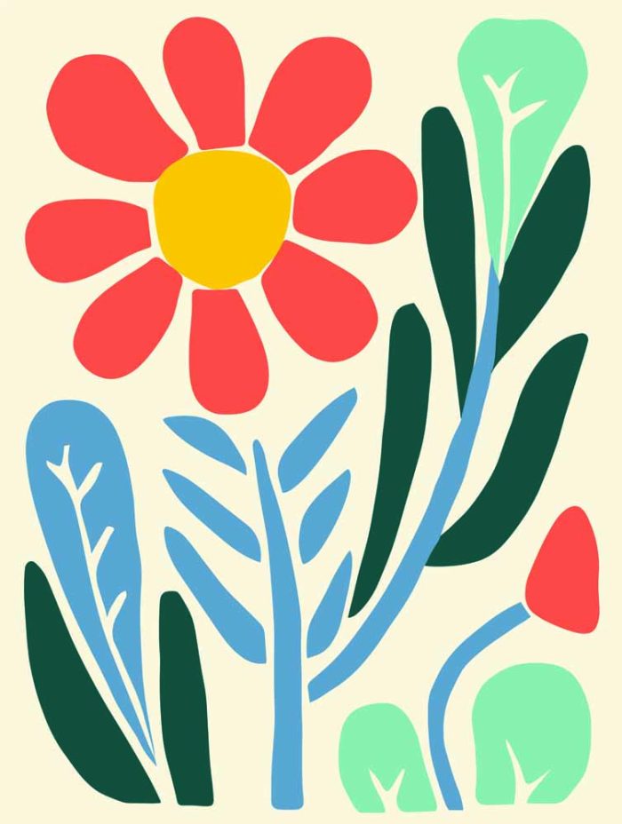 Stylized Flower Bouquet - Modern Floral Art Botanical Flower Print Wall Art Poster - Image 1