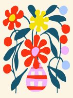 Stylized Flower Bouquet - Modern Floral Art Botanical Flower Print Wall Art Poster