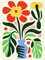 Stylized Flower Bouquet - Modern Floral Art Botanical Flower Print Wall Art Poster