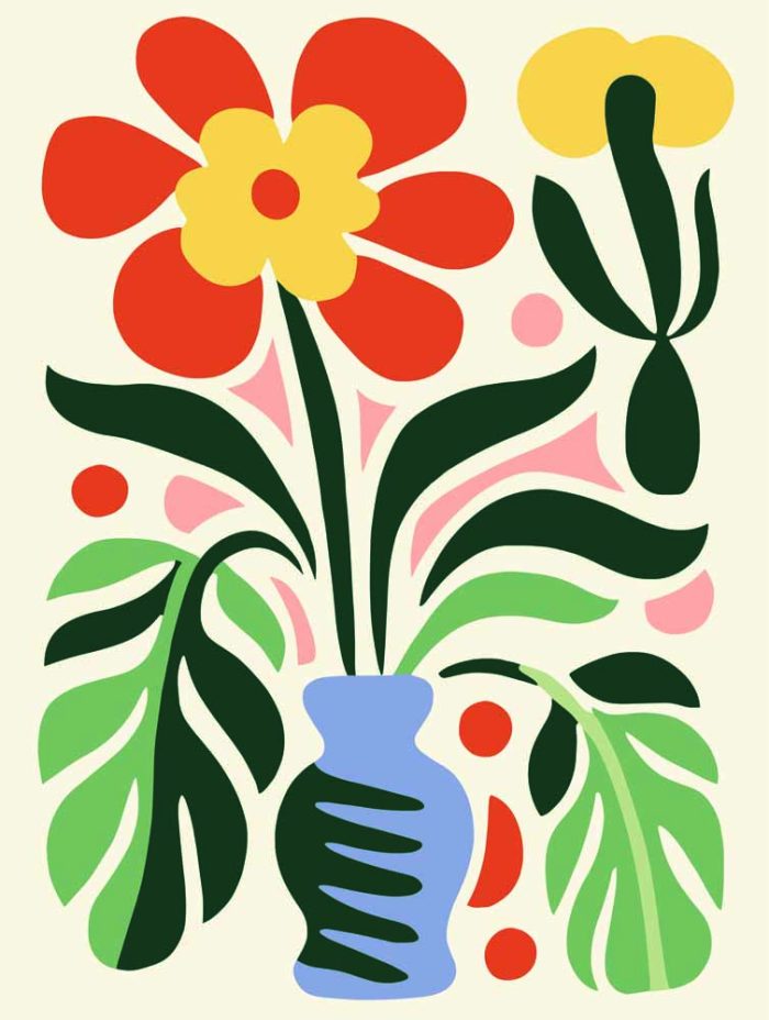 Stylized Flower Bouquet - Modern Floral Art Botanical Flower Print Wall Art Poster - Image 1