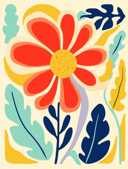 Stylized Flower Bouquet - Modern Floral Art Botanical Flower Print Wall Art Poster