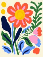 Stylized Flower Bouquet - Modern Floral Art Botanical Flower Print Wall Art Poster