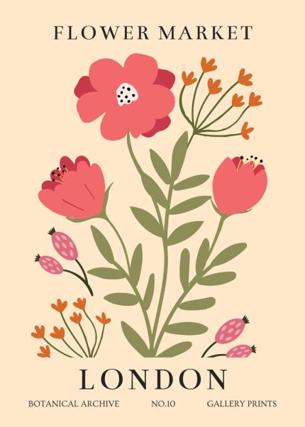 Floral Market Lisbon Botanical Flower Print Wall Art Poster