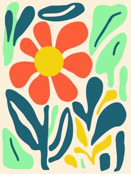 Stylized Flower Bouquet - Modern Floral Art Botanical Flower Print Wall Art Poster