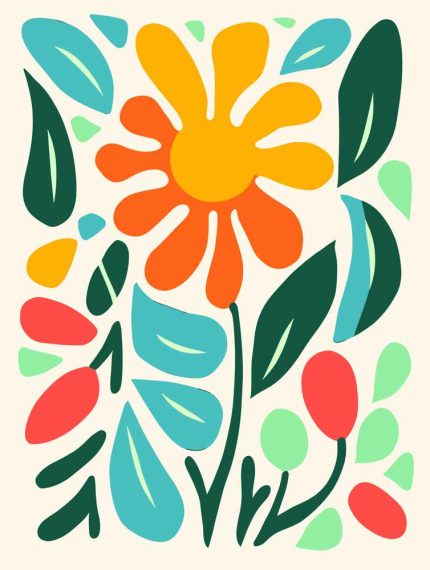 Stylized Flower Bouquet - Modern Floral Art Botanical Flower Print Wall Art Poster