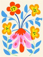 Stylized Flower Bouquet - Modern Floral Art Botanical Flower Print Wall Art Poster