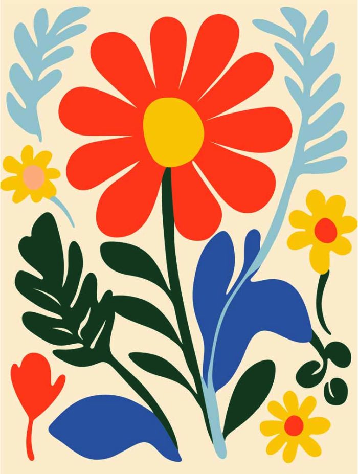 Stylized Flower Bouquet - Modern Floral Art Botanical Flower Print Wall Art Poster - Image 1
