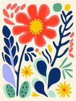 Stylized Flower Bouquet - Modern Floral Art Botanical Flower Print Wall Art Poster