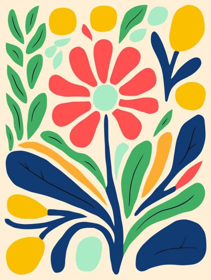 Stylized Flower Bouquet - Modern Floral Art Botanical Flower Print Wall Art Poster