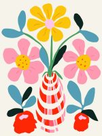 Stylized Flower Bouquet - Modern Floral Art Botanical Flower Print Wall Art Poster