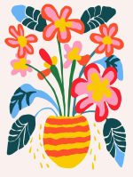 Stylized Flower Bouquet - Modern Floral Art Botanical Flower Print Wall Art Poster