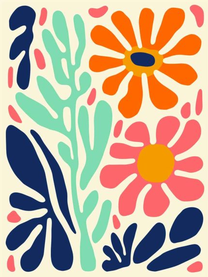 Stylized Flower Bouquet - Modern Floral Art Botanical Flower Print Wall Art Poster