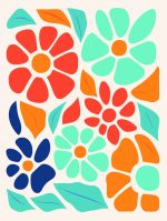 Stylized Flower Bouquet - Modern Floral Art Botanical Flower Print Wall Art Poster