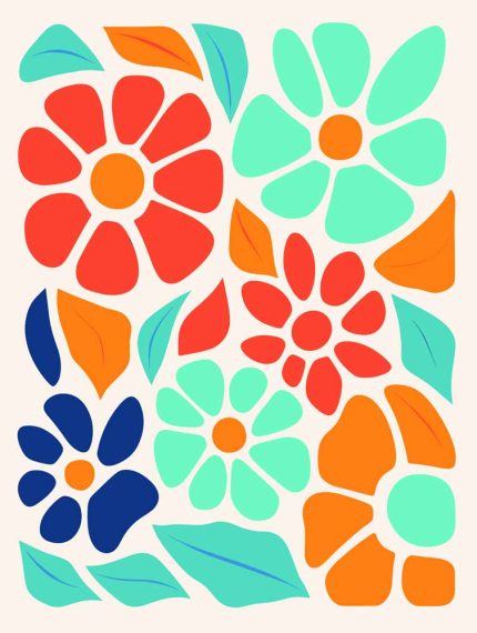 Stylized Flower Bouquet - Modern Floral Art Botanical Flower Print Wall Art Poster