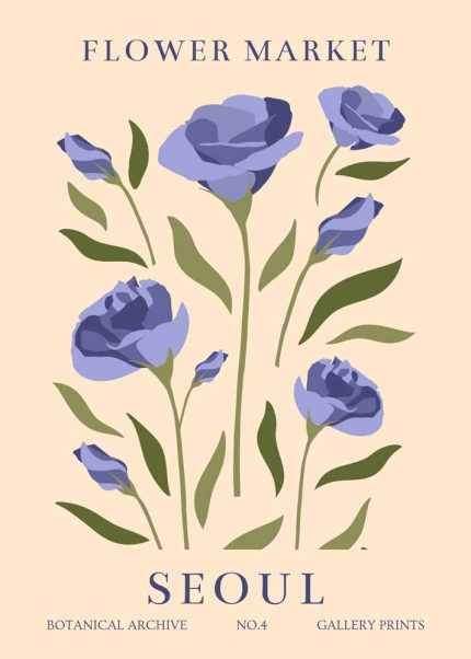Floral Market Seoul Botanical Flower Print Wall Art Poster