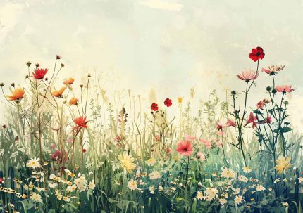 Wildflower Meadow Painting - Colorful Floral Field Art Print