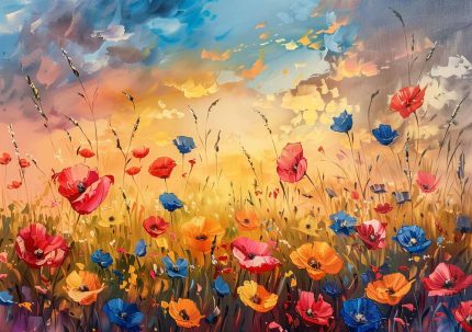 Wildflower Meadow Painting - Colorful Floral Field Art Print