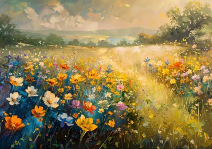 Wildflower Meadow Painting - Colorful Floral Field Art Print