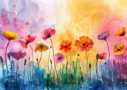 Wildflower Meadow Painting - Colorful Floral Field Art Print