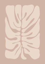 Stylized Floral Pattern - Beige & Black Theme - Minimalist Art Botanical Flower Print Wall Art Poster