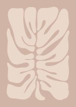 Stylized Floral Pattern - Beige & Black Theme - Minimalist Art Botanical Flower Print Wall Art Poster